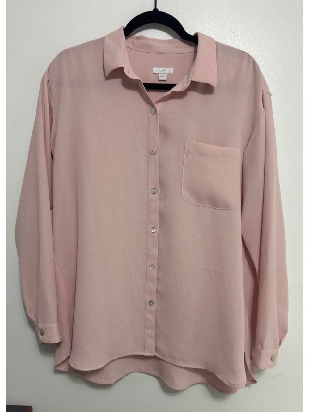 J. Jill Womens Pink Button-Down Blouse Long Sleeve Size M 100% Polyester